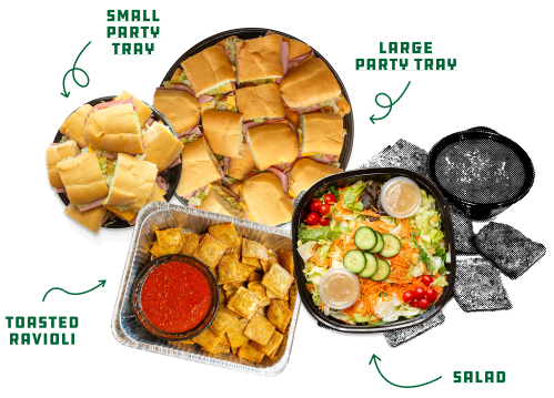 Catering menu items with callouts